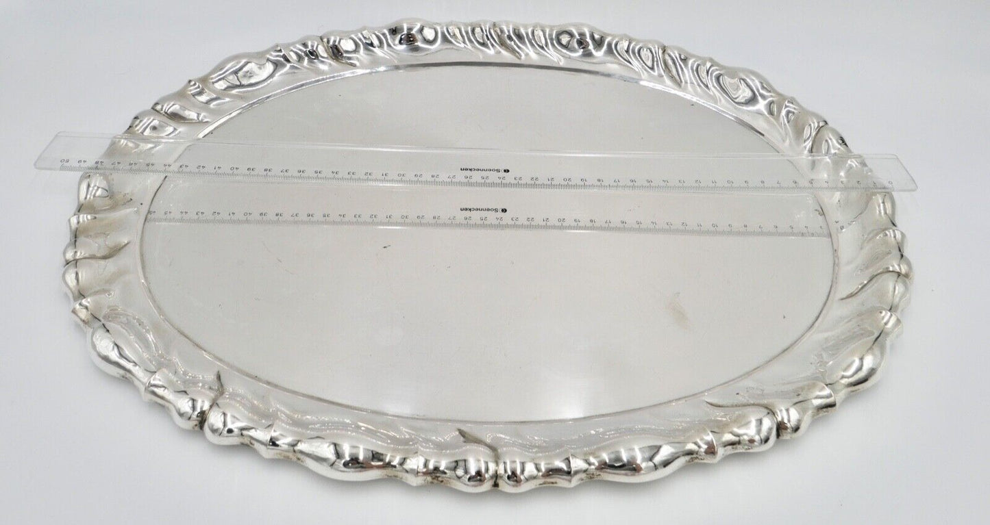 Antik Silbertablett Servierplatte Österreich Ungarn ÖMM 50x37cm 800er Budapest - Antikhandel-Stuttgart