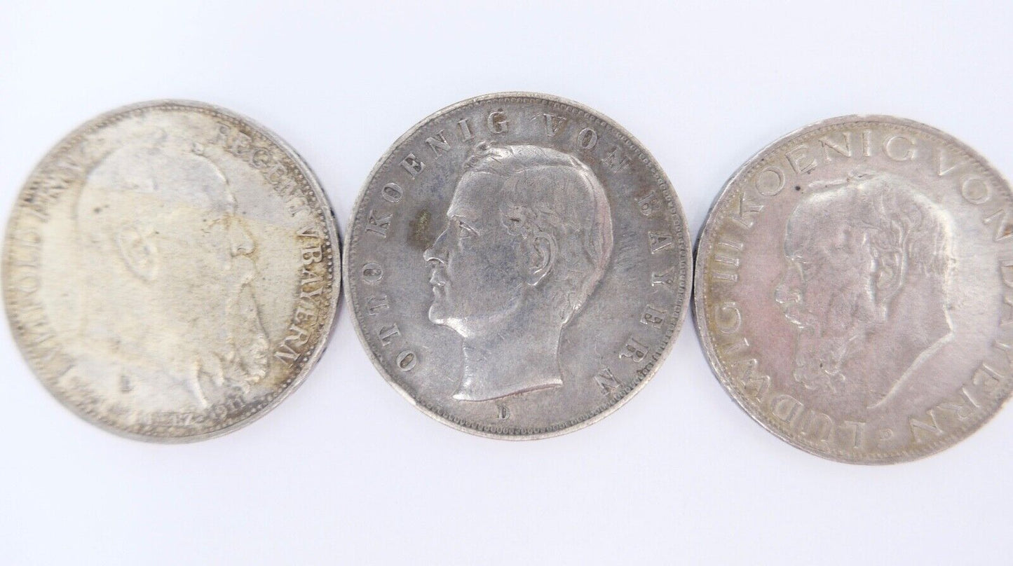3x 3 Mark ss - stg Bayern Otto - Luitpold - Ludwig Jäger J.47 + J.49 + J.52 - Antikhandel-Stuttgart