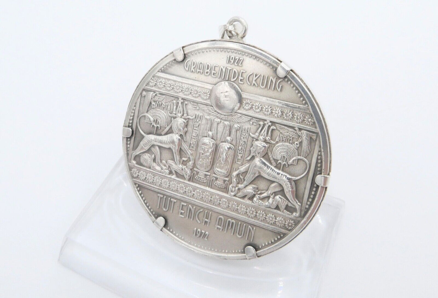 835 Silbermedaille in Fassung Anhänger 1922 Grabentdeckung Tut Ench Amuns 1972 - Antikhandel-Stuttgart