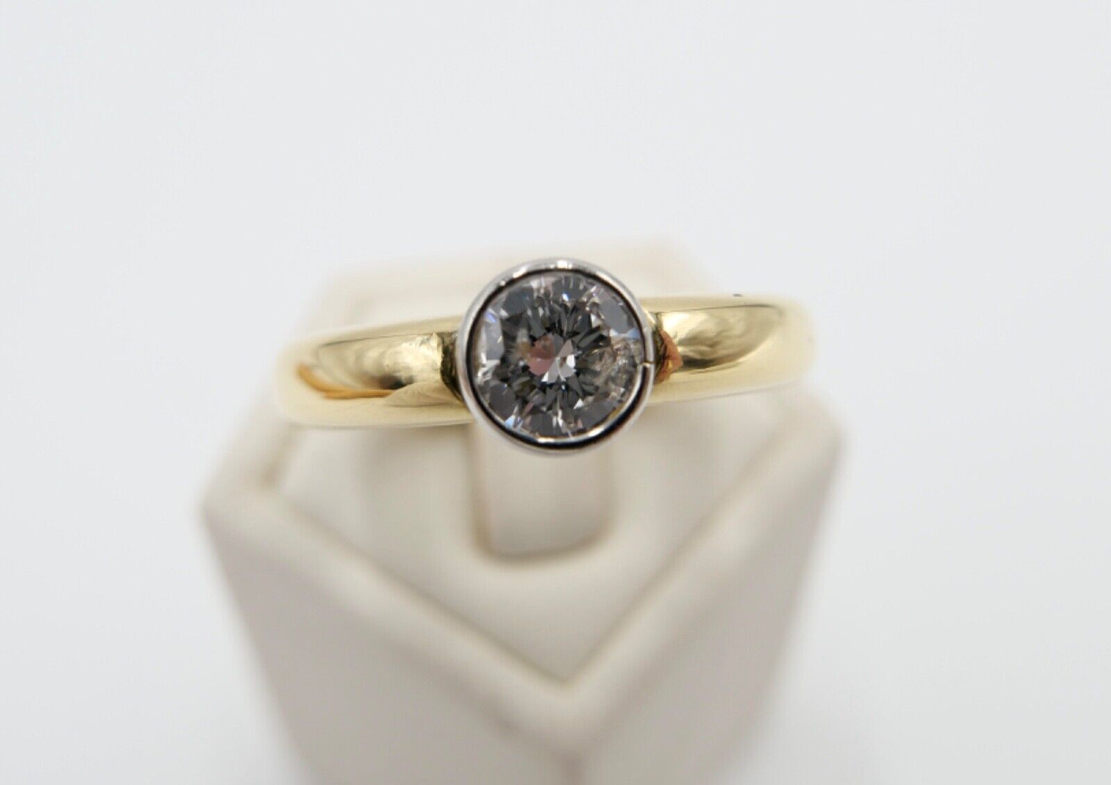 Massiver 750 18K LUXUS Gelbgold Damen Brillant Spannring 0,90 Ct tGr.56 - Antikhandel-Stuttgart