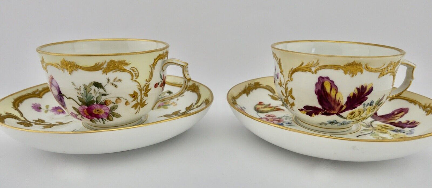 2 Stück antike KPM Sammeltassen Blumenmalerei Goldrand 1849 - 1870 - Antikhandel-Stuttgart