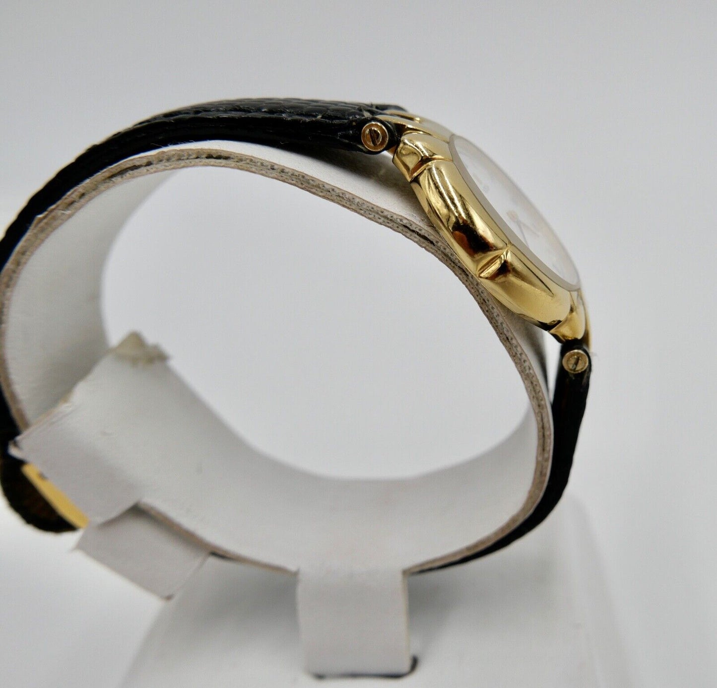 90er Jahre Noblia Damen Armbanduhr 5420-F41434 Y Quartz vergoldet Lederband - Antikhandel-Stuttgart