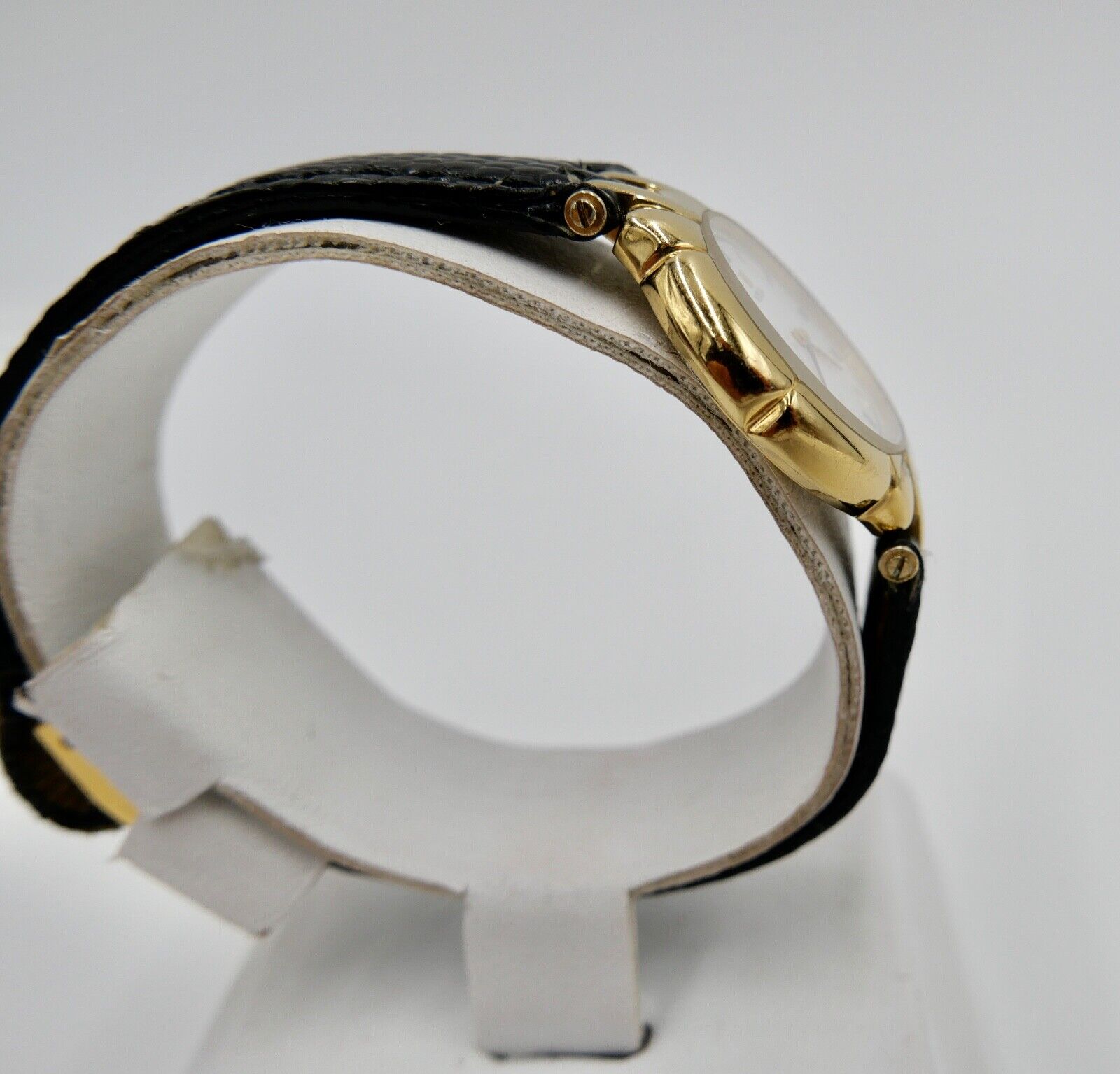 90er Jahre Noblia Damen Armbanduhr 5420-F41434 Y Quartz vergoldet Lederband - Antikhandel-Stuttgart