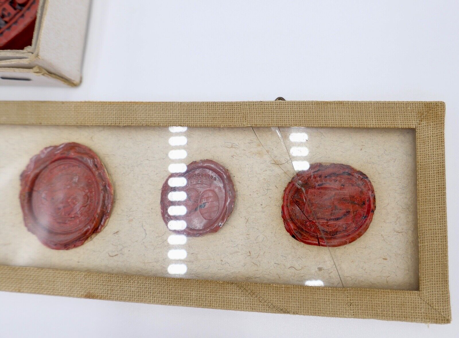 Alte & Antike Wachs Siegel Sammlung 8 Stück hinter Glas Asperg Sigillum 1692 - Antikhandel-Stuttgart