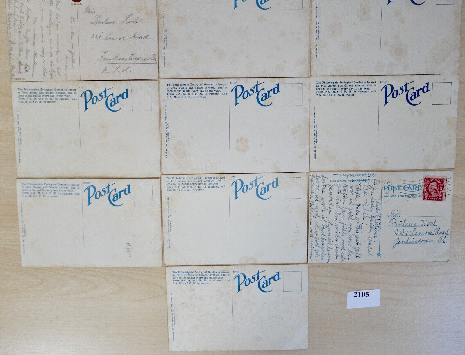 antike Ansichtskarten Postkarten Briefmarke TIERE ZOO Fairmont Park Philadelphia - Antikhandel-Stuttgart