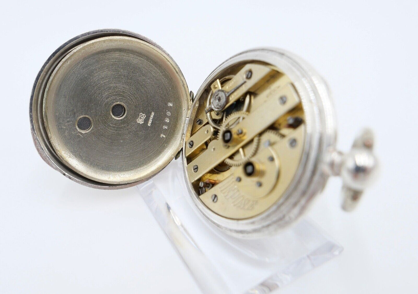 um 1900 Manufacture d´Horlogerie Lion 800 Silber Taschenuhr mit Schlüsselaufzug - Antikhandel-Stuttgart