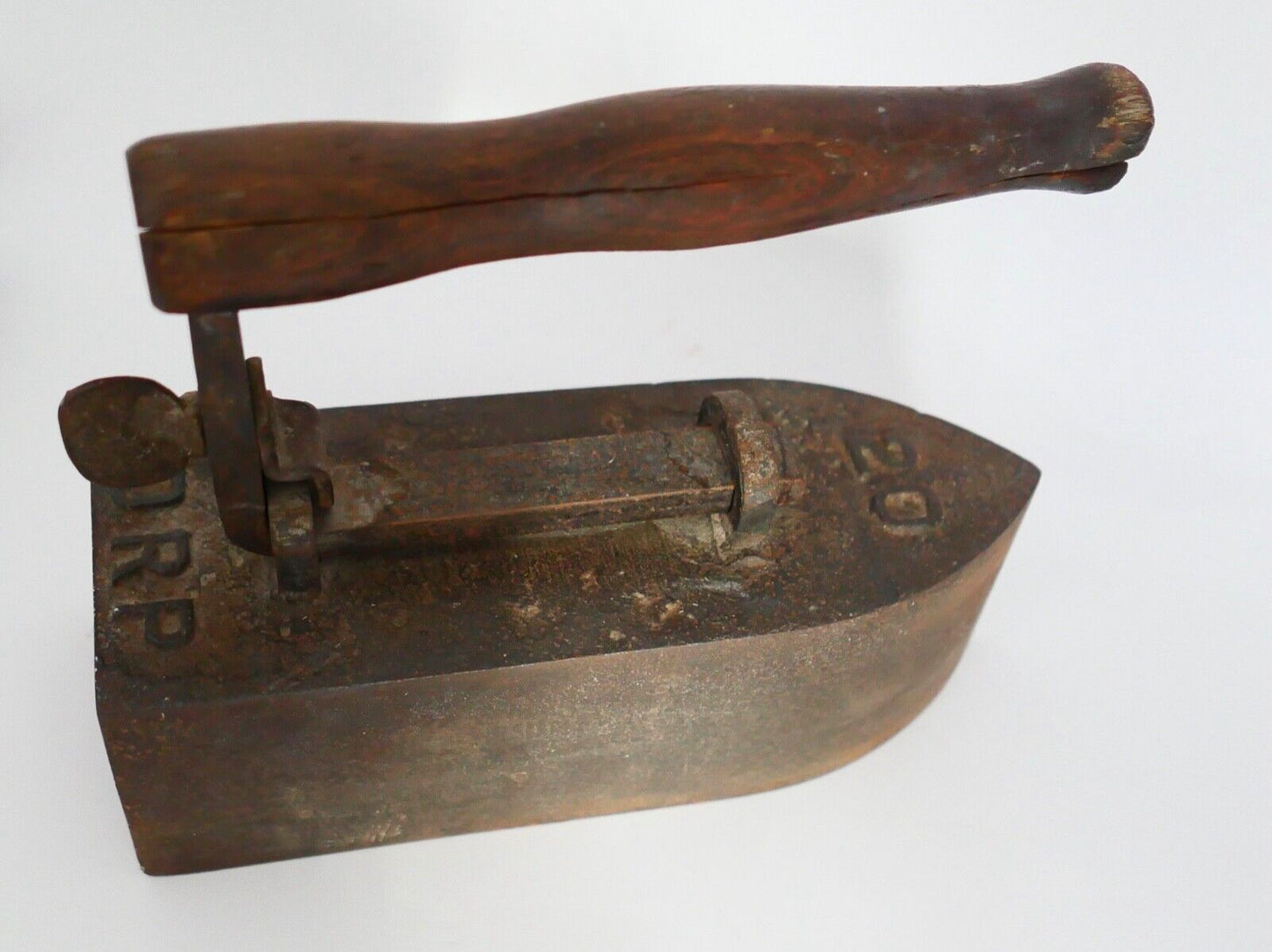 DRP 20er Gewicht altes Bügeleisen Bolzeneisen mit Untersetzer Gusseisen - Antikhandel-Stuttgart