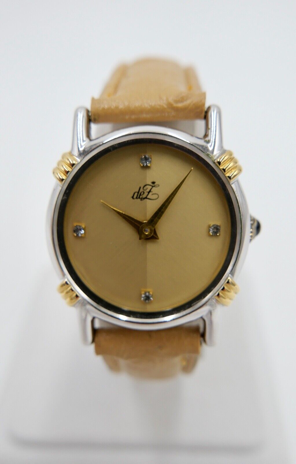 Bicolor ZentRa deZ Damenuhr mit Zirkonia im Zifferblatt NEUwertig 1980er Jahre - Antikhandel-Stuttgart