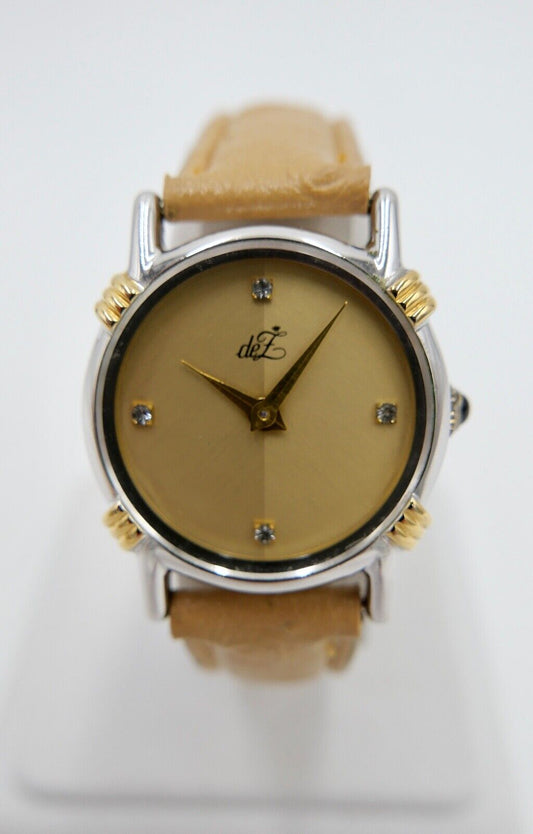 Bicolor ZentRa deZ Damenuhr mit Zirkonia im Zifferblatt NEUwertig 1980er Jahre - Antikhandel-Stuttgart