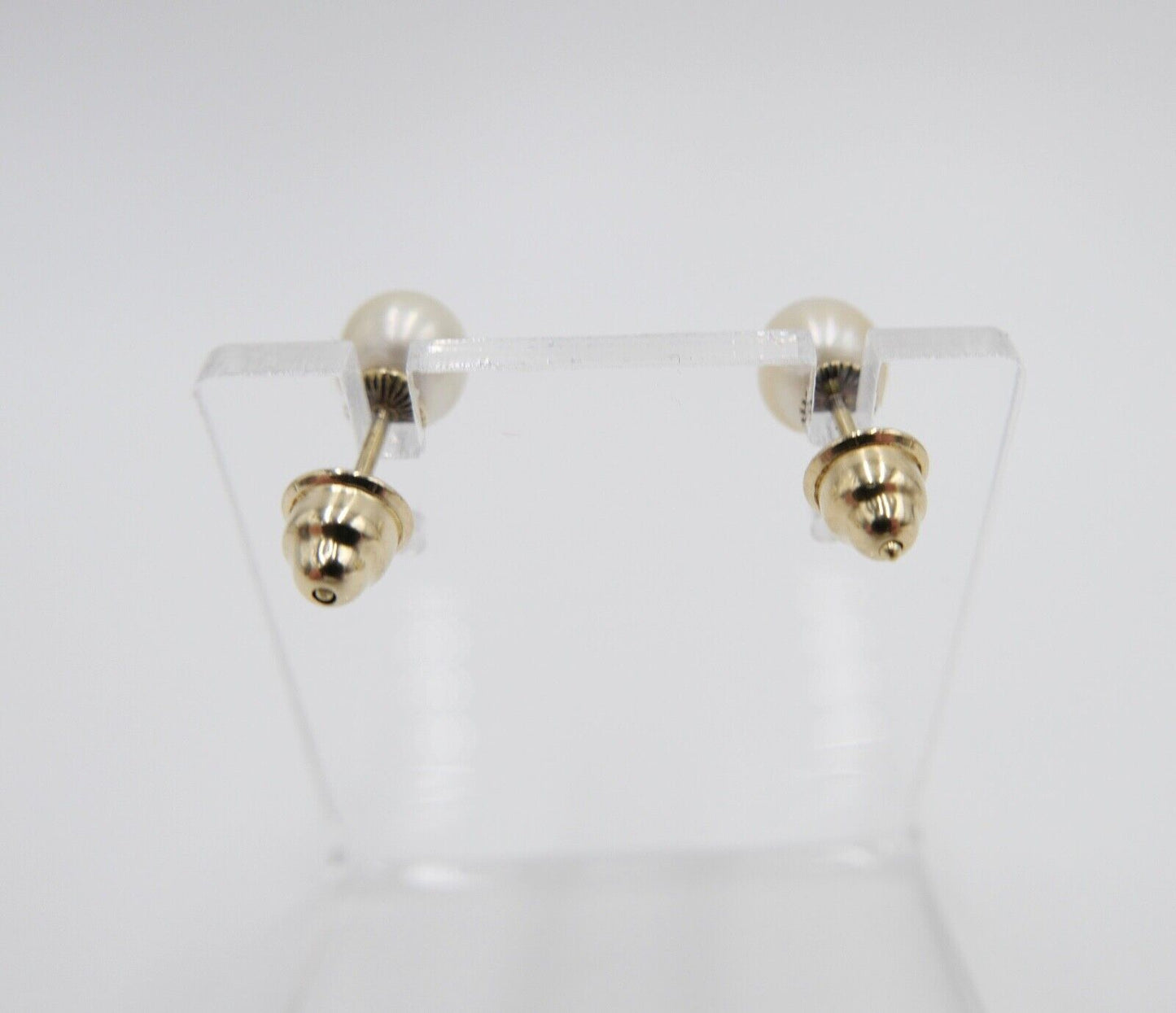 1980er Gelbgold 585 14K Perlen Ohrringe Ohrstecker Ø 6,8mm - Antikhandel-Stuttgart