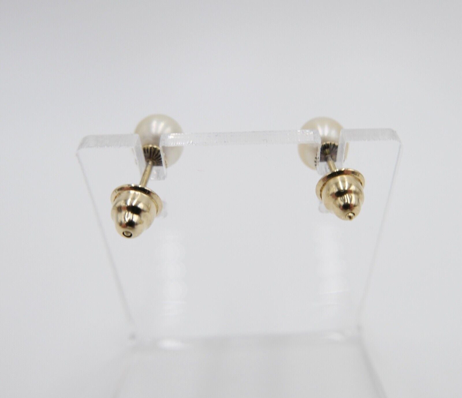 1980er Gelbgold 585 14K Perlen Ohrringe Ohrstecker Ø 6,8mm - Antikhandel-Stuttgart