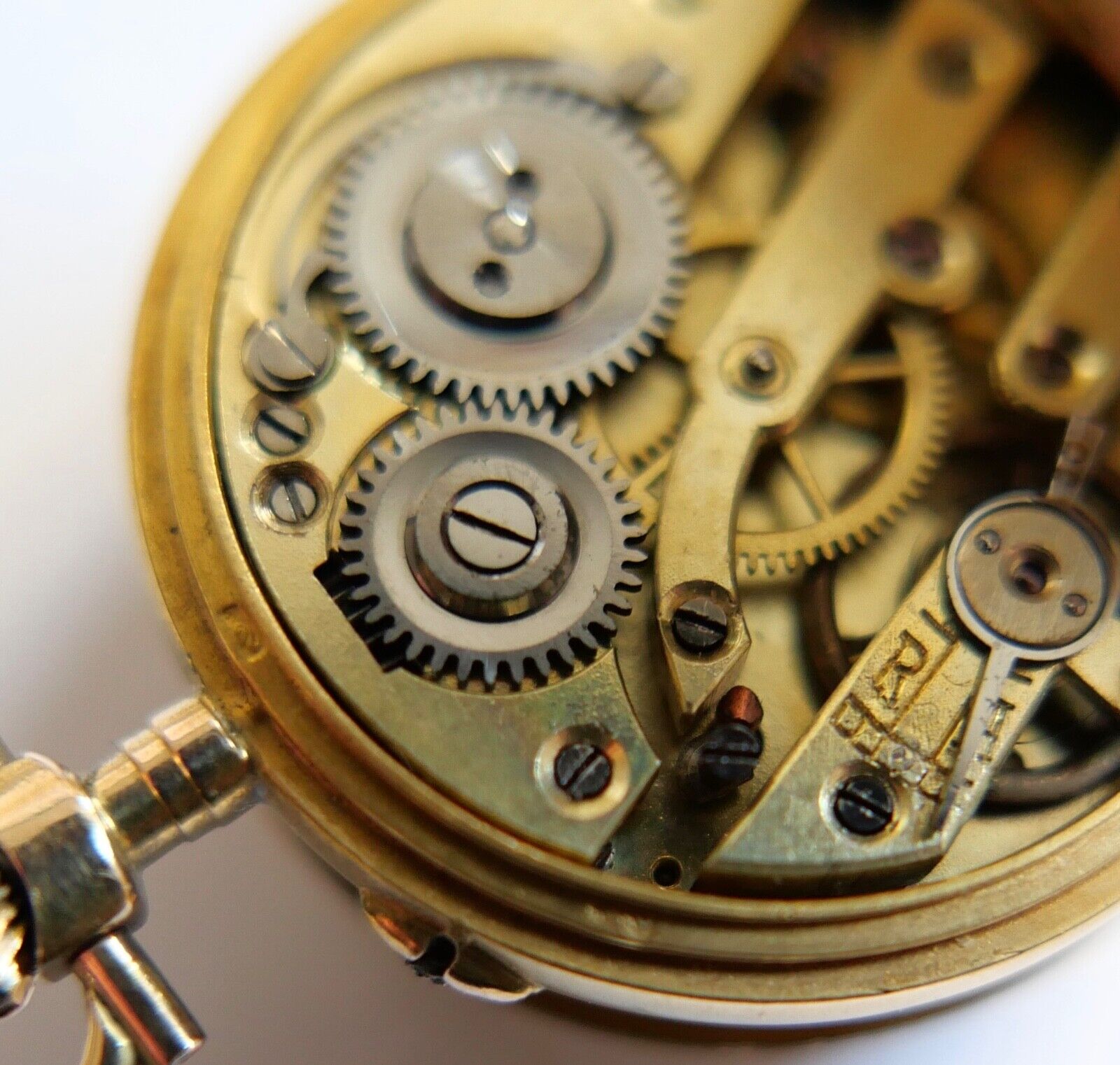 Antike Schweizer Damen Taschenuhr 585 Gold Diamanten im Kleeblatt 56 14K 0,585 - Antikhandel-Stuttgart