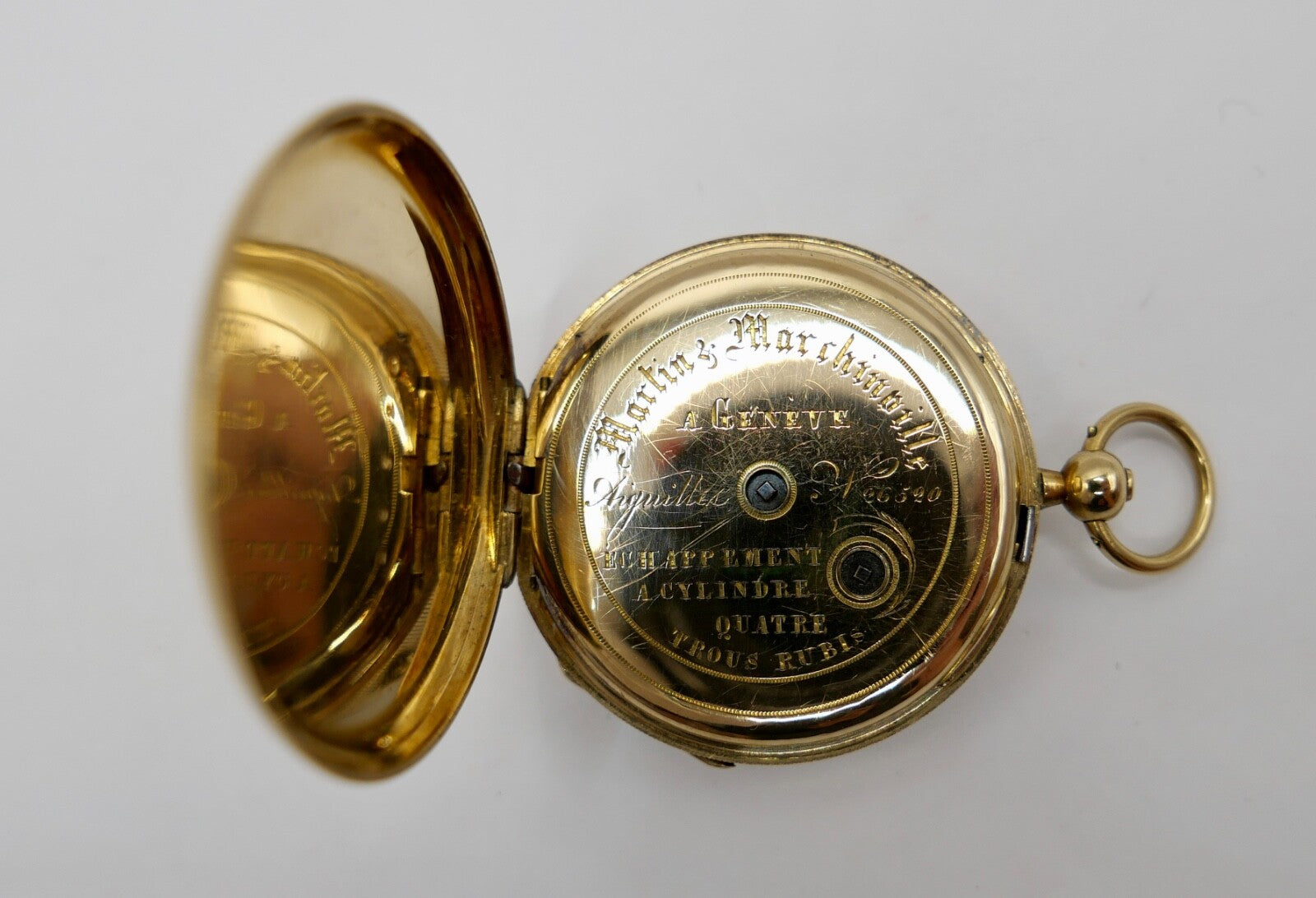 Antike Damen Taschenuhr 750 18K Gold Martin Marchinoille Schlüsselaufzug Geneve