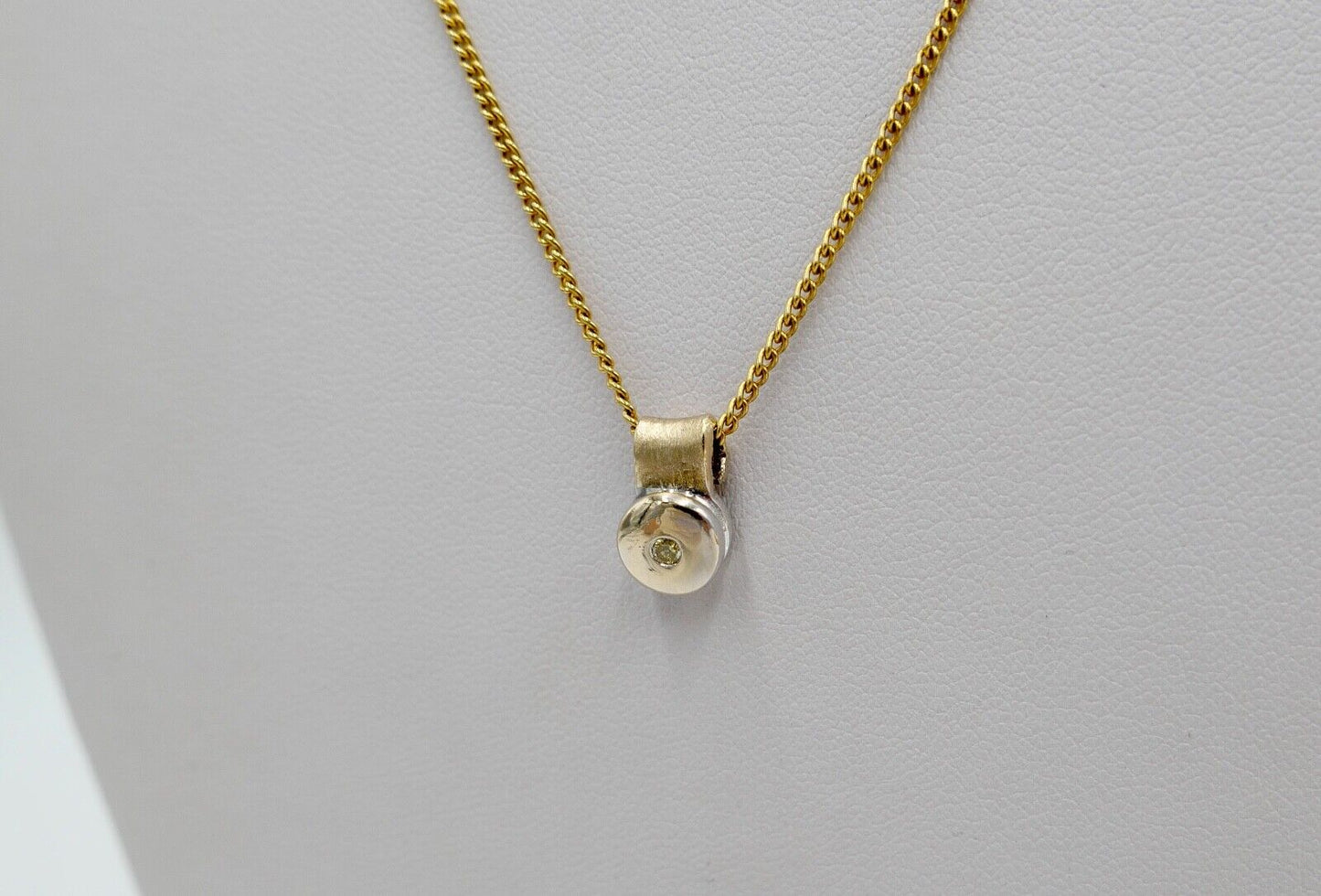 SOLITÄR Bicolor Anhänger Fancy Yellow gelb Brillant 585 14K Gelb Weiß Gold 0,05 - Antikhandel-Stuttgart