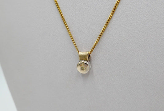 SOLITÄR Bicolor Anhänger Fancy Yellow gelb Brillant 585 14K Gelb Weiß Gold 0,05 - Antikhandel-Stuttgart