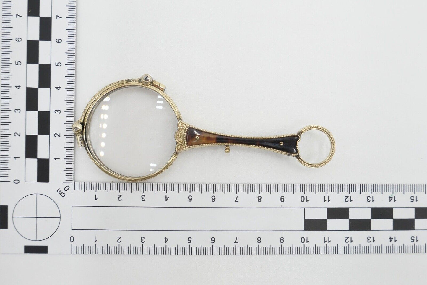 antike 1900 J.W. Lorgnette Lorgnon Stielbrille Lesehilfe Schaumgold vergoldet - Antikhandel-Stuttgart
