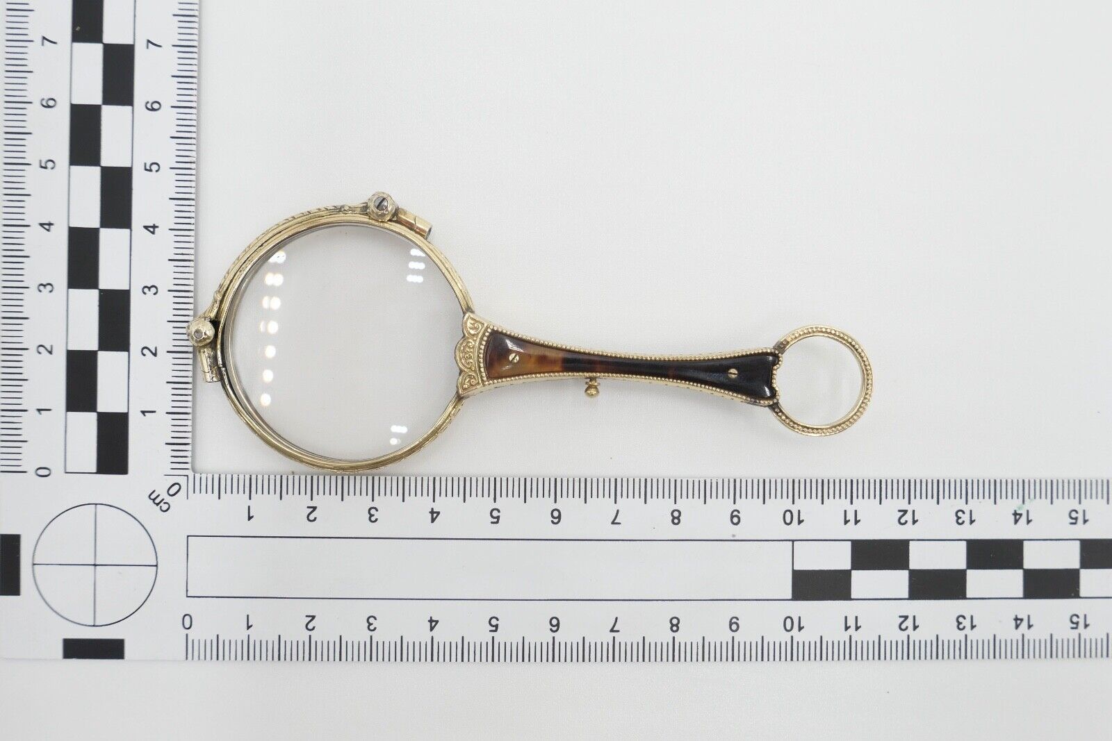 antike 1900 J.W. Lorgnette Lorgnon Stielbrille Lesehilfe Schaumgold vergoldet - Antikhandel-Stuttgart