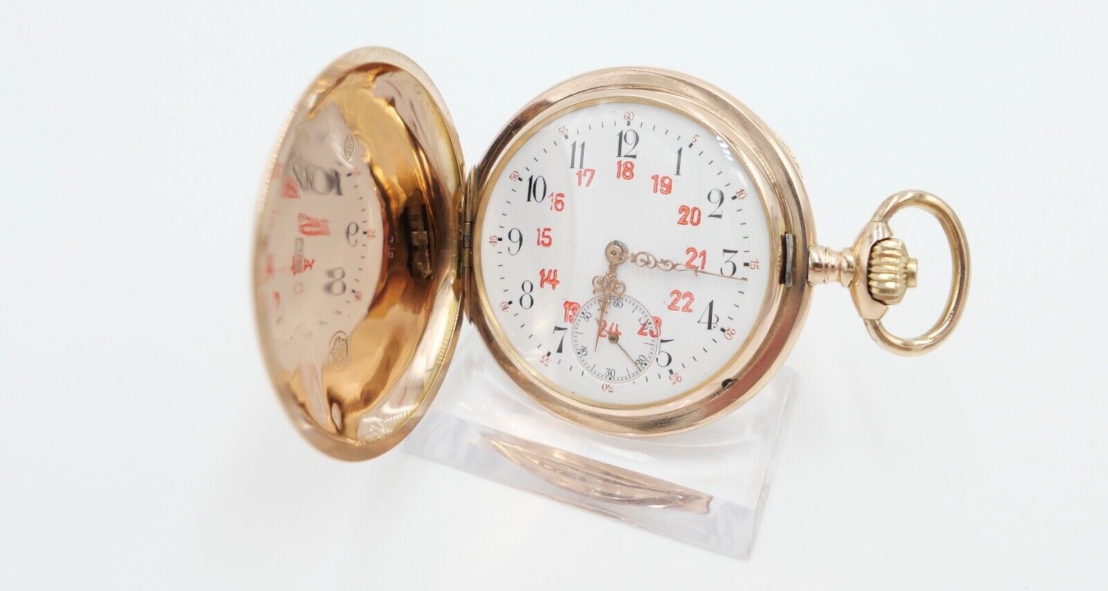 IWC Taschenuhr 750 / 18K GOLD 51mm 1894 / 1895 SW WS Savonette 2 Zeitzonen - Antikhandel-Stuttgart