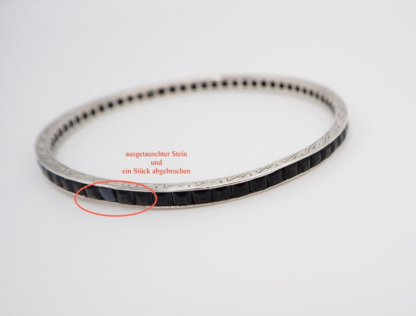 antikes florales Jugendstil Silber Armband Armreifen mit blauen Schmucksteinen - Antikhandel-Stuttgart