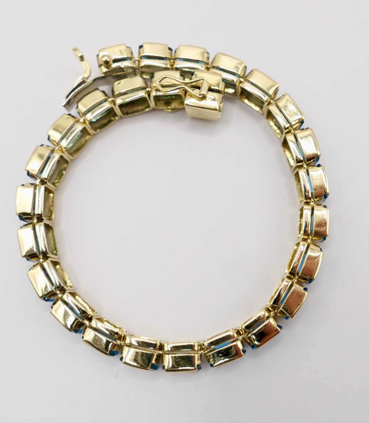 1990er Jahre Blau TOPAS TOPAZ 750 18K Gelbgold GOLD Tennis Armband 32,5 Ctw - Antikhandel-Stuttgart