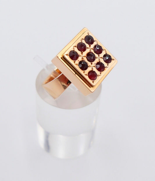 Antiker Granat Rot Gold Ring 585 14K Gr. 52/16,5 Granaten 1 Ct - Antikhandel-Stuttgart