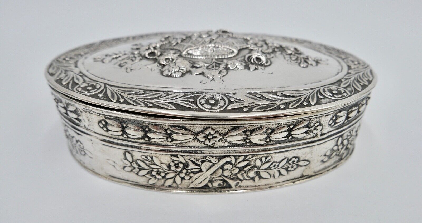 Jugendstil um 1900 830 Silber Deckeldose Schatulle Tabakiere floral - Antikhandel-Stuttgart