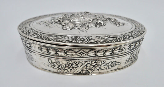 Jugendstil um 1900 830 Silber Deckeldose Schatulle Tabakiere floral - Antikhandel-Stuttgart