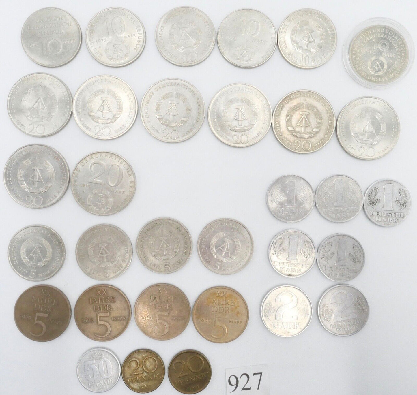 Konvolut Posten 1 , 2 , 5 , 10 , 20 DDR Mark 20 50 DDR Pfennig - Antikhandel-Stuttgart