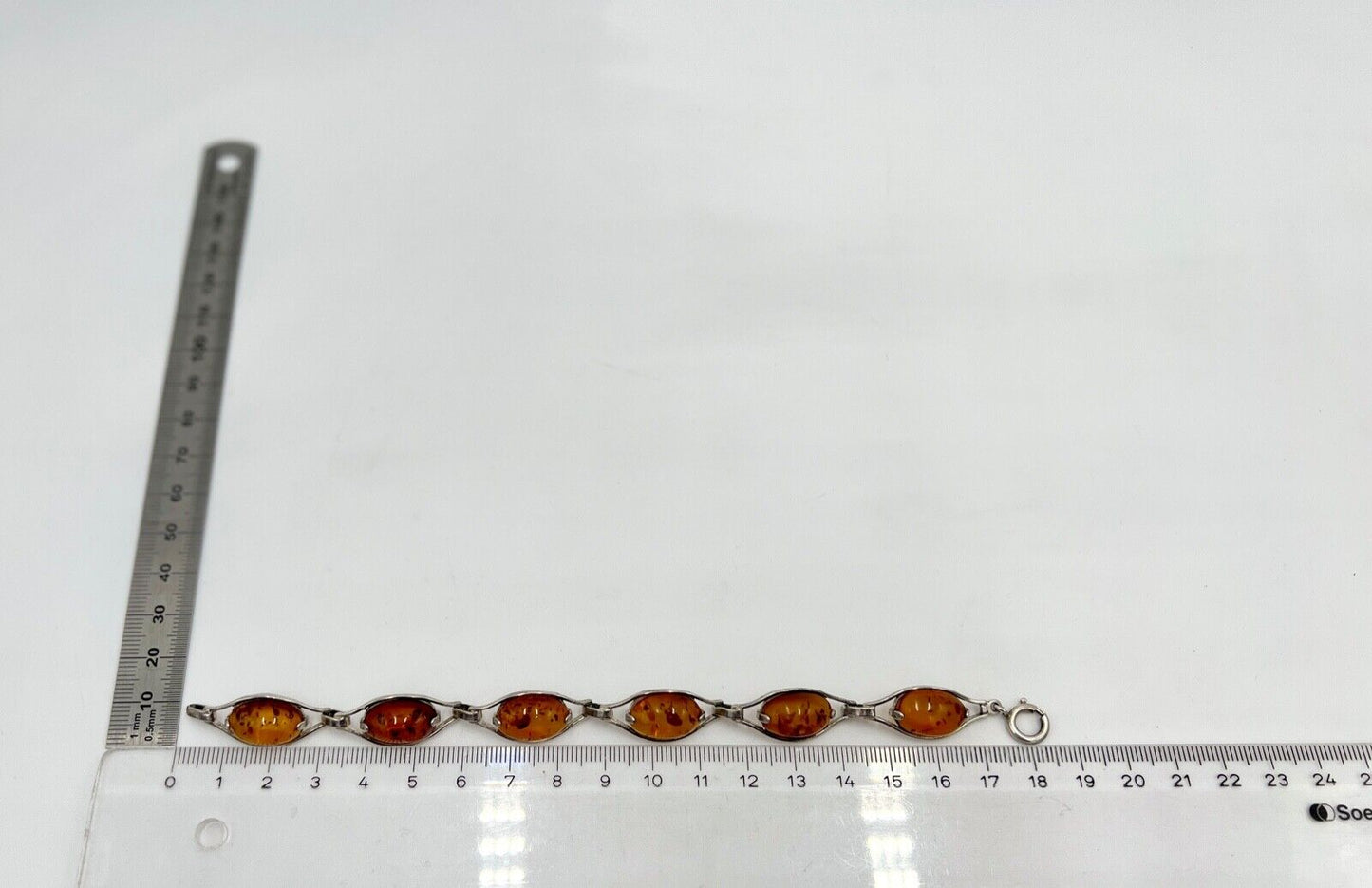 vintage Cabochon Bernstein Armband Gliederarmband Silber - Antikhandel-Stuttgart