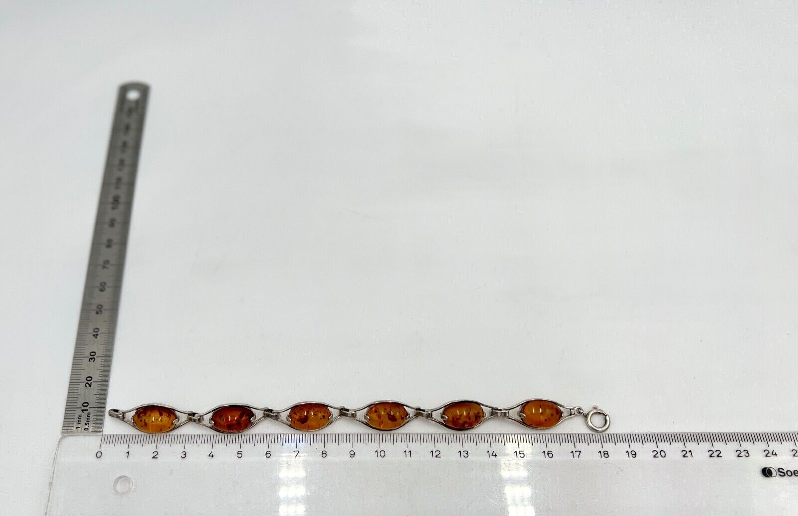 vintage Cabochon Bernstein Armband Gliederarmband Silber - Antikhandel-Stuttgart