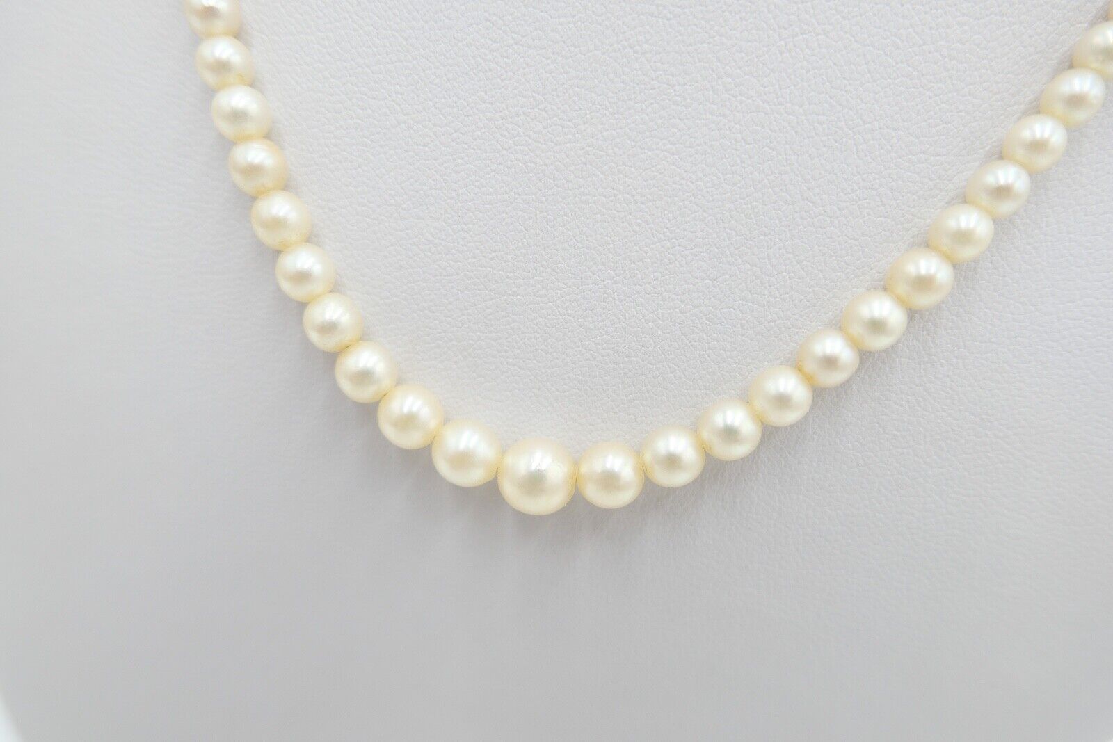 40er Jahre Perlenkette Collier Zuchtperle 47 cm Gold 585 / 14K Perlen Ø 7,1 mm - Antikhandel-Stuttgart