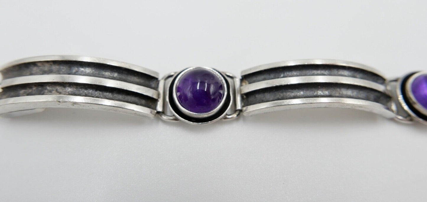 Amethyst 800 Silber Glieder Armband " PERLI " - Antikhandel-Stuttgart