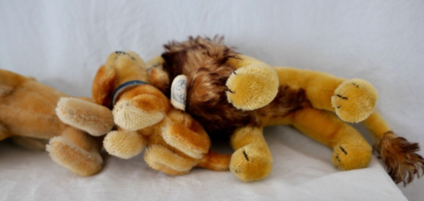 4x alte Steiff Stoff & Plüschtiere Katze Löwe Leo Hund Boxer Dackel - Antikhandel-Stuttgart