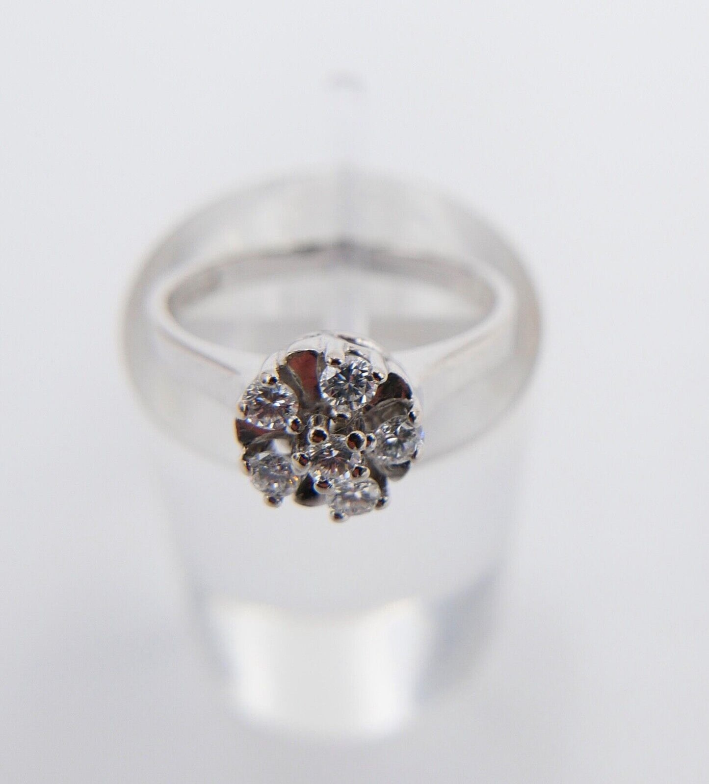 Cocktailring Entourage Brillant Weißgold Damen Ring 0,36 Ct 585 14K Gr. 52 - Antikhandel-Stuttgart