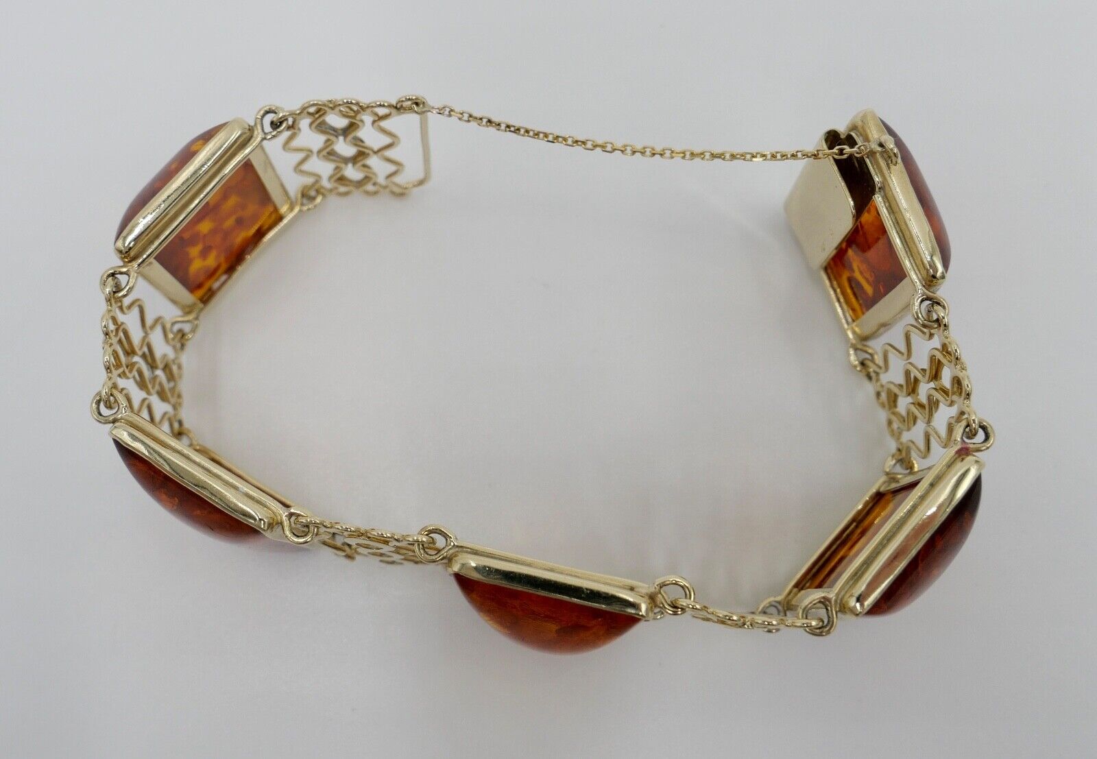 333 Gelbgold FKE Damen Bernstein Glieder Armband 19,3 cm - Antikhandel-Stuttgart