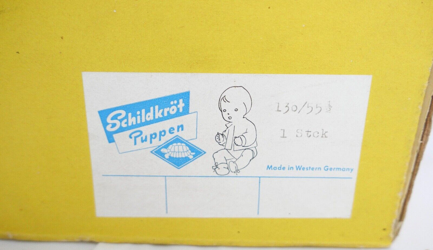 2x alte SCHILDKRÖT Puppen Puppe mit Original Karton & Kleidung 130 / 55 1/2 53 - Antikhandel-Stuttgart