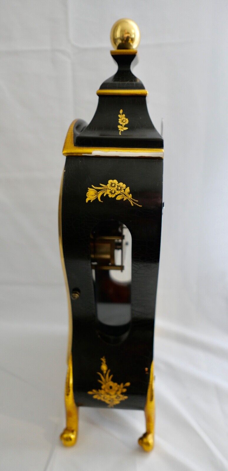 Große Pendule 43cm Tischuhr Kaminuhr La Châtelaine schwarz Gold Stil Louis XVI - Antikhandel-Stuttgart
