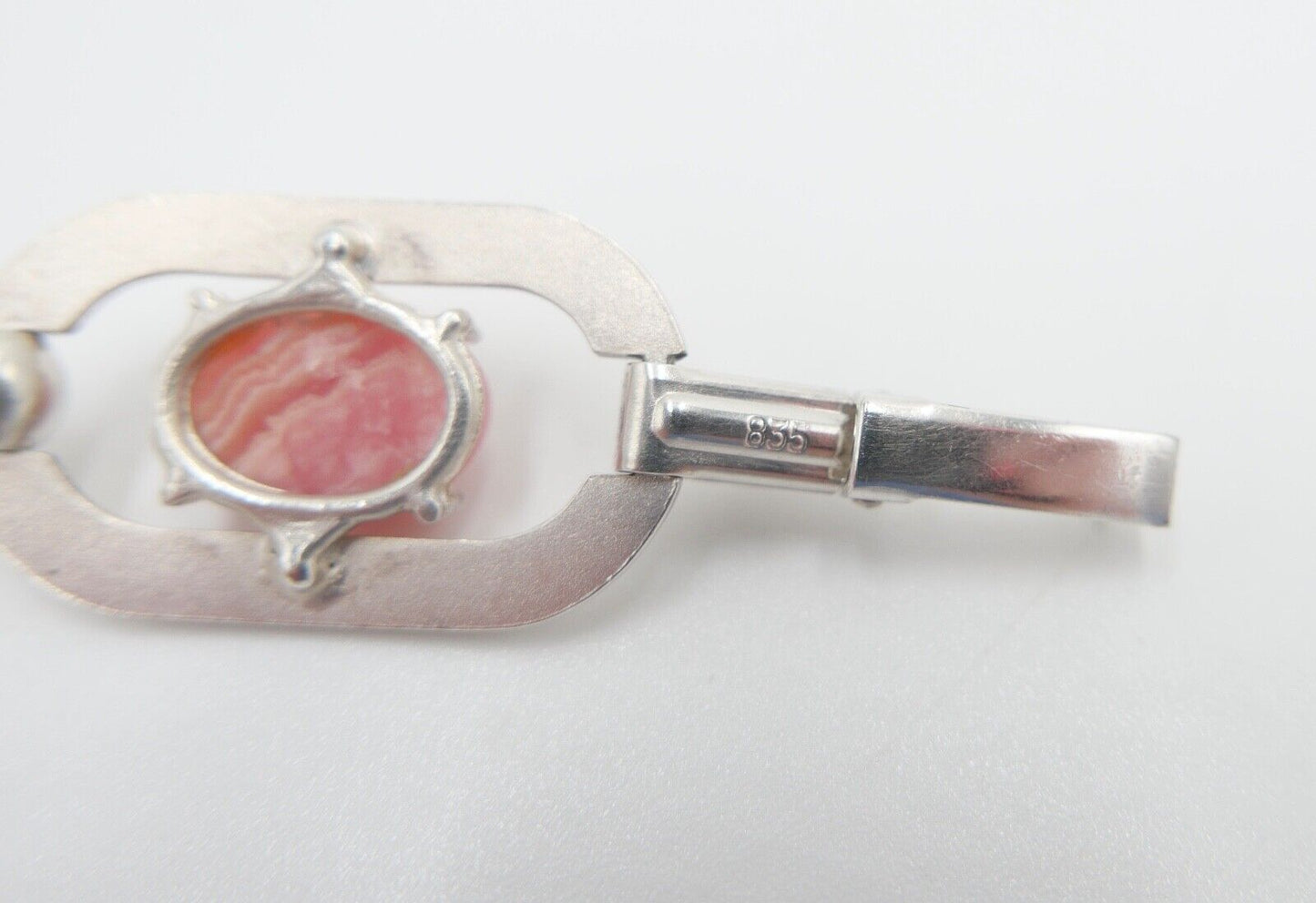 vintage 80er Jahre Silber 835 Glieder - Armband mit Rhodochrosit - Antikhandel-Stuttgart