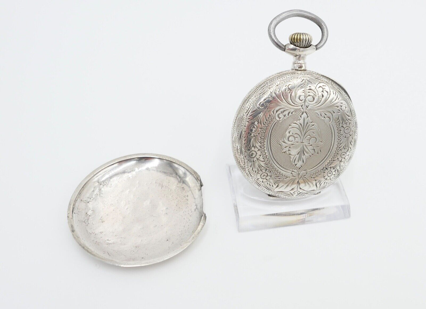 große antike Silber Savonette Taschenuhr Ø 53 mm um 1900 Olgetta funktionsfähig - Antikhandel-Stuttgart