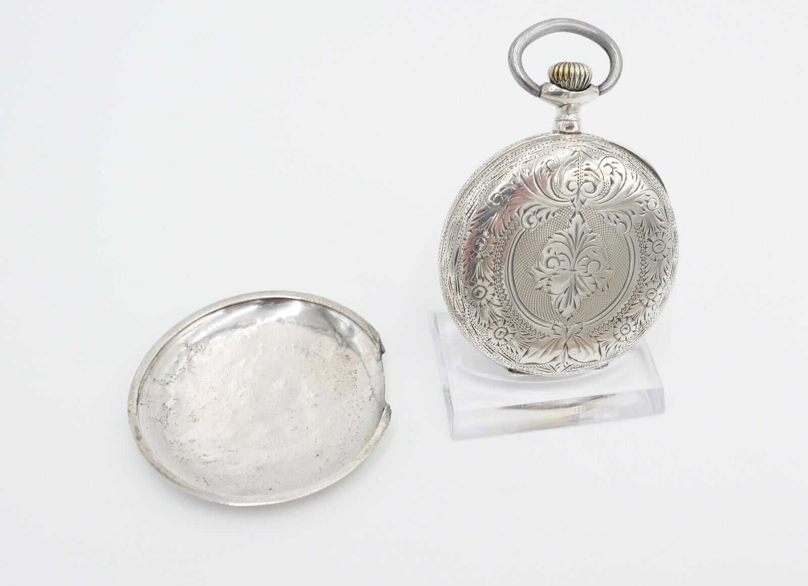 große antike Silber Savonette Taschenuhr Ø 53 mm um 1900 Olgetta funktionsfähig - Antikhandel-Stuttgart