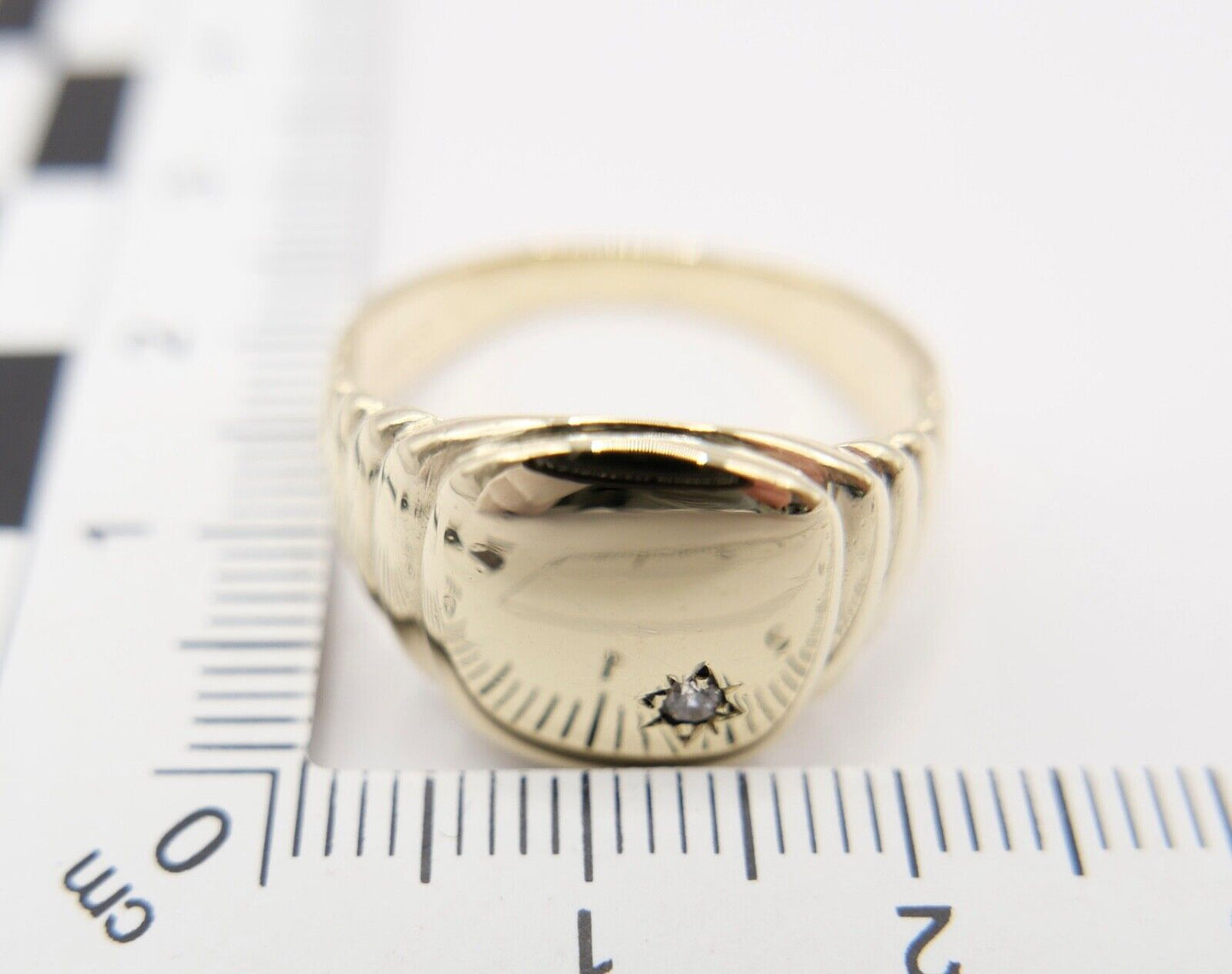 FAVORI Herren Siegel Ring Gelbgold 585 / 14K Gr. 62 mit Diamant / Brillant 80er - Antikhandel-Stuttgart