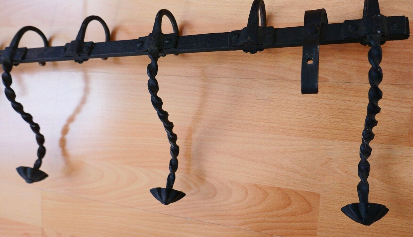 Alte Garderobe Eisen mit 9 Haken 98x22cm Wandgarderobe 1960er Jahre - Antikhandel-Stuttgart