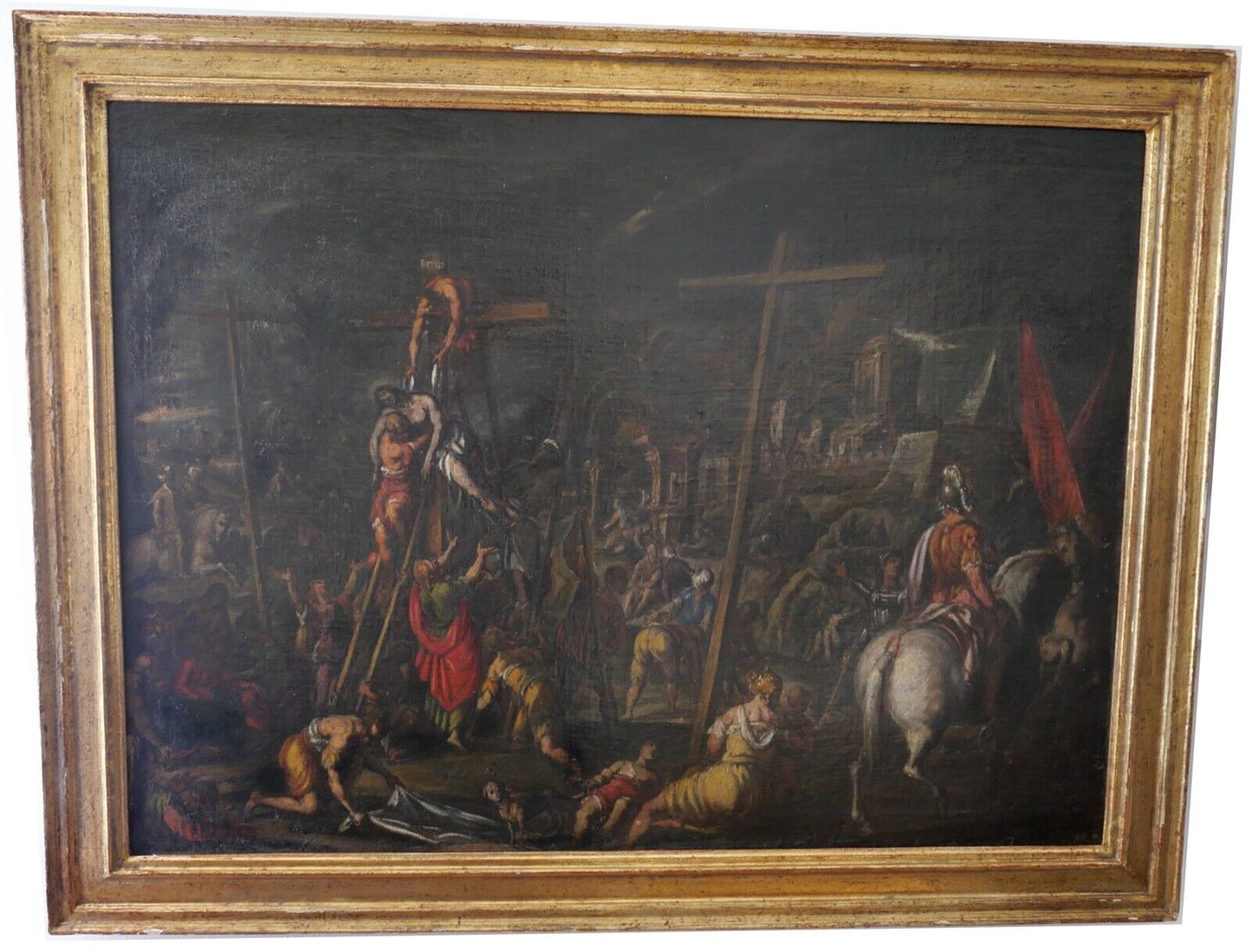 ANTIK 17. Jh KALVARIENBERG ALTMEISTER Gemälde Jesus Öl 106x81,5 cm Goldrahmen - Antikhandel-Stuttgart