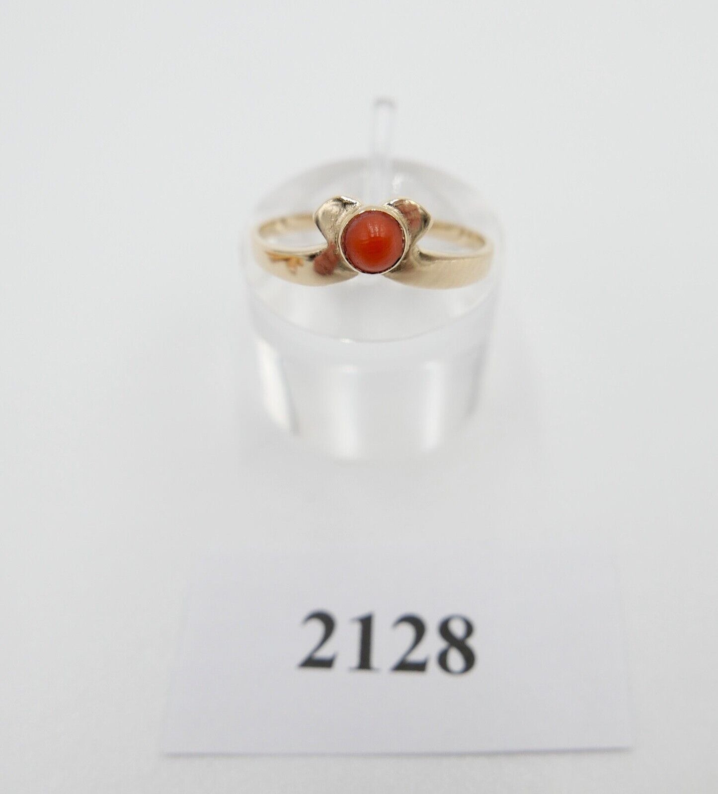Zarter 1950er Jahre Korallen Ring Gold 583 Gr. 59 Damenring Koralle - Antikhandel-Stuttgart