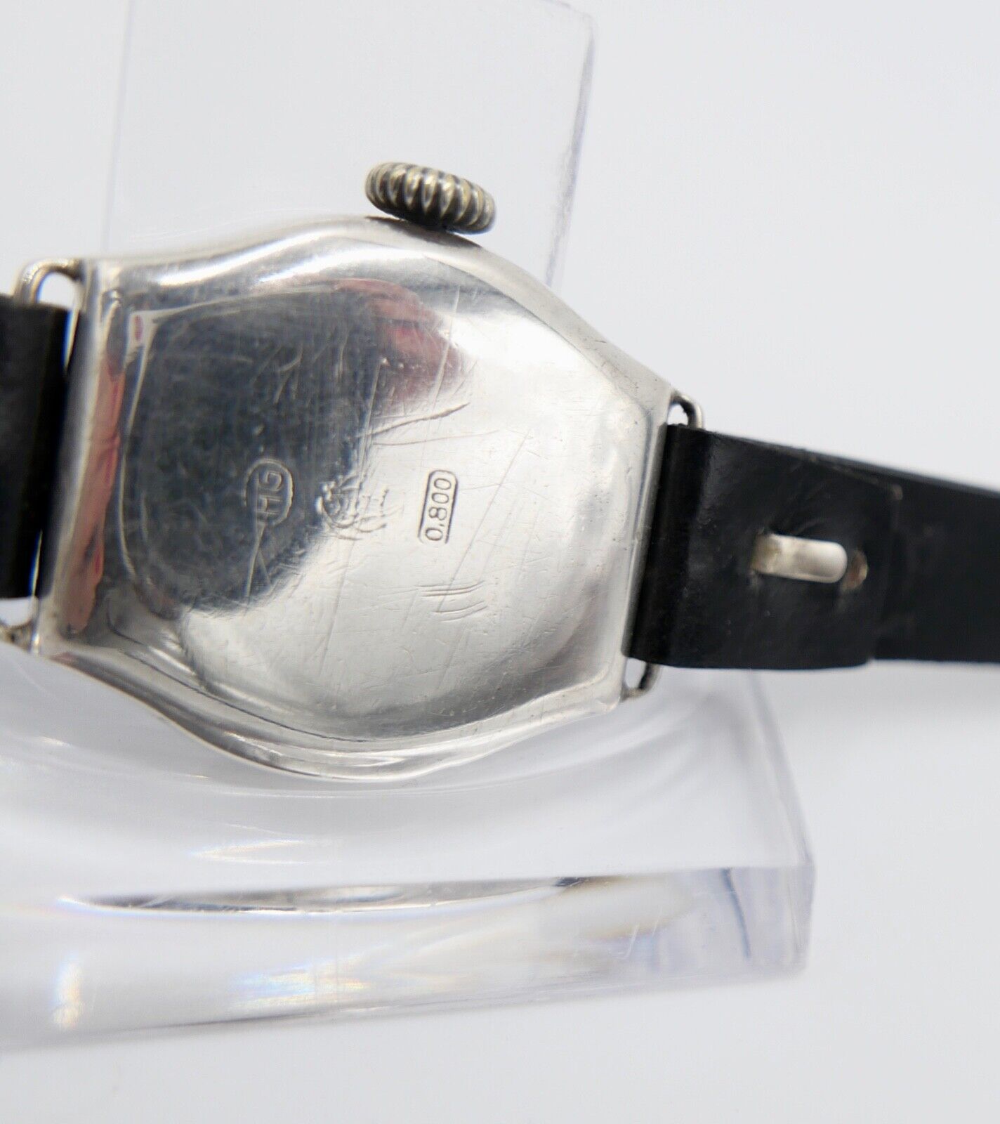 1960er Handaufzug Damen 800 Silber Uhr HG Cal. Alpina 590R Porzellan Zifferblatt - Antikhandel-Stuttgart