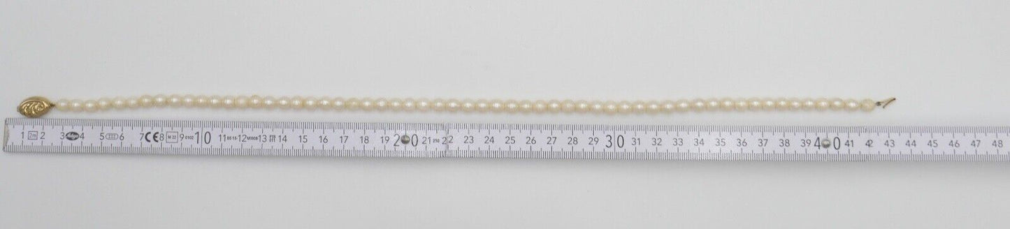 80er Jahre Jka Perlenkette Collier Zuchtperle 43 cm Gold 585 / 14K Perlen Ø 6 mm - Antikhandel-Stuttgart