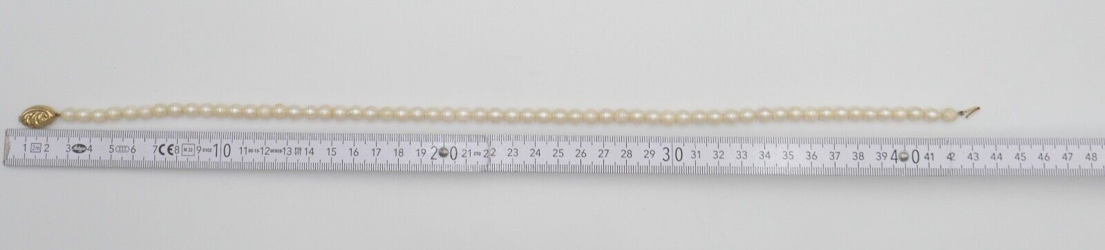 80er Jahre Jka Perlenkette Collier Zuchtperle 43 cm Gold 585 / 14K Perlen Ø 6 mm - Antikhandel-Stuttgart