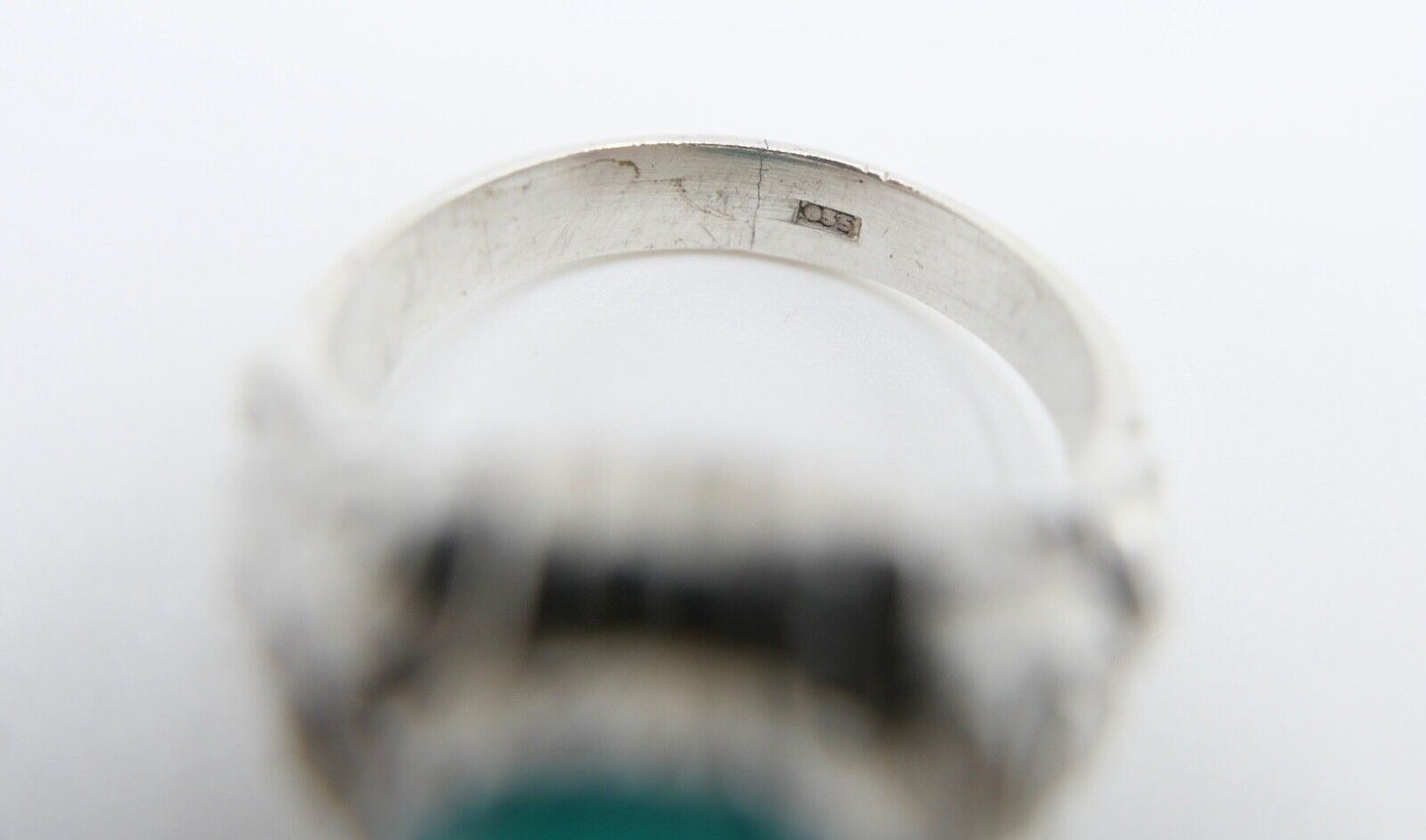 Jugendstil Silberring Damen Ring Gr. 61 Silber 835 grüner Cabochon Chrysopras - Antikhandel-Stuttgart