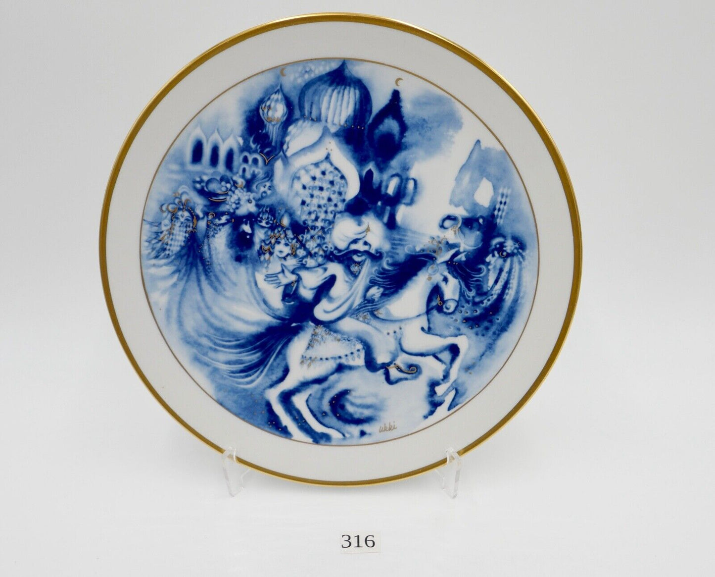 Meissen 1.Wahl Jahresteller 1983 Entwur Ukki Ikleya " Der Kalif in Bagdad " 26cm - Antikhandel-Stuttgart