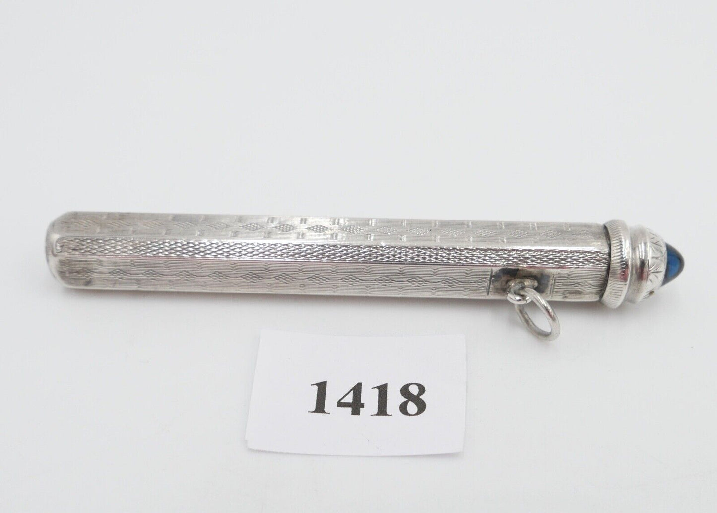 830 Silber vermutlich Cartier Stift Kugelschreiber Blauer Stein - Antikhandel-Stuttgart